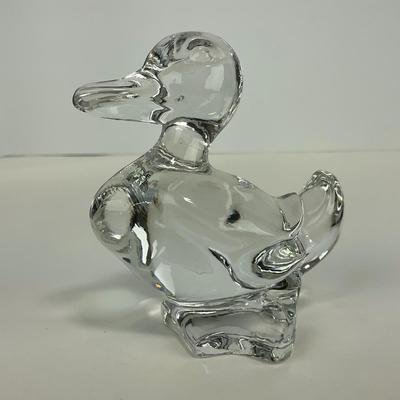 -257- FOSTORIA | Clear Glass momma Duck & Duckling Figures