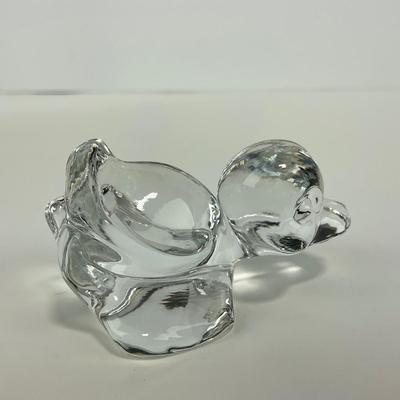 -257- FOSTORIA | Clear Glass momma Duck & Duckling Figures