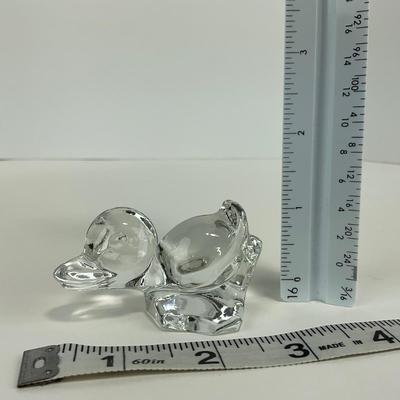 -257- FOSTORIA | Clear Glass momma Duck & Duckling Figures
