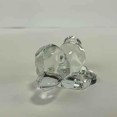 -257- FOSTORIA | Clear Glass momma Duck & Duckling Figures