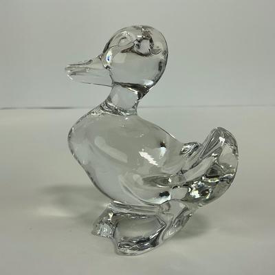 -257- FOSTORIA | Clear Glass momma Duck & Duckling Figures