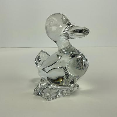 -257- FOSTORIA | Clear Glass momma Duck & Duckling Figures
