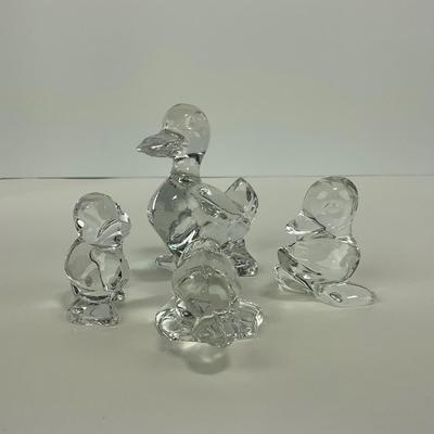 -257- FOSTORIA | Clear Glass momma Duck & Duckling Figures