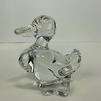 -257- FOSTORIA | Clear Glass momma Duck & Duckling Figures