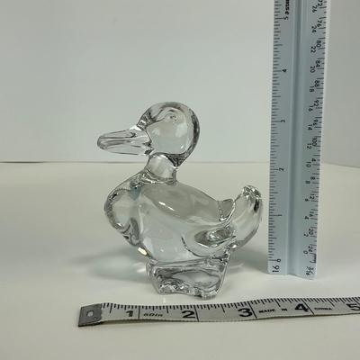 -257- FOSTORIA | Clear Glass momma Duck & Duckling Figures