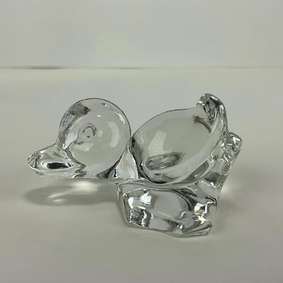 -257- FOSTORIA | Clear Glass momma Duck & Duckling Figures