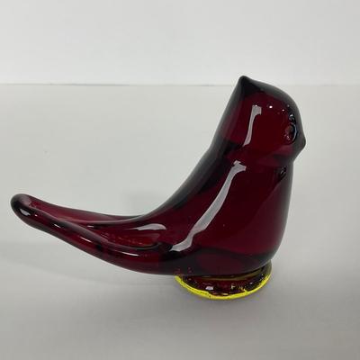-258- TITAN ART GLASS | Red Amberina Cardinal Of Love | Signed