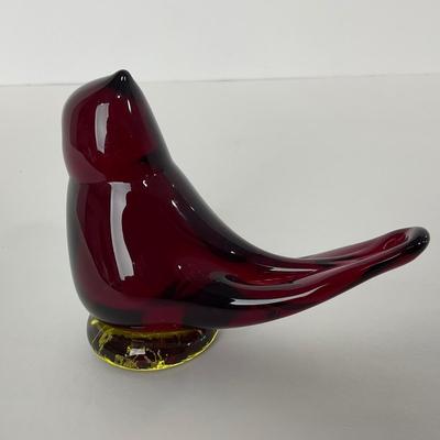 -258- TITAN ART GLASS | Red Amberina Cardinal Of Love | Signed