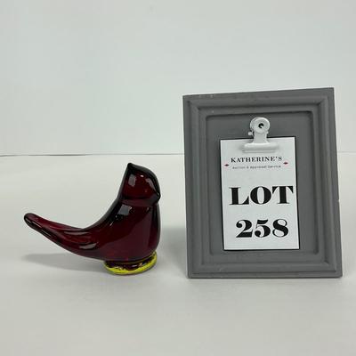 -258- TITAN ART GLASS | Red Amberina Cardinal Of Love | Signed