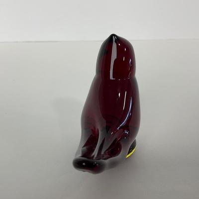 -258- TITAN ART GLASS | Red Amberina Cardinal Of Love | Signed