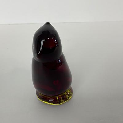 -258- TITAN ART GLASS | Red Amberina Cardinal Of Love | Signed