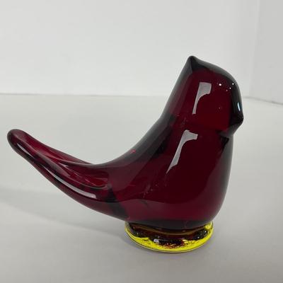 -258- TITAN ART GLASS | Red Amberina Cardinal Of Love | Signed