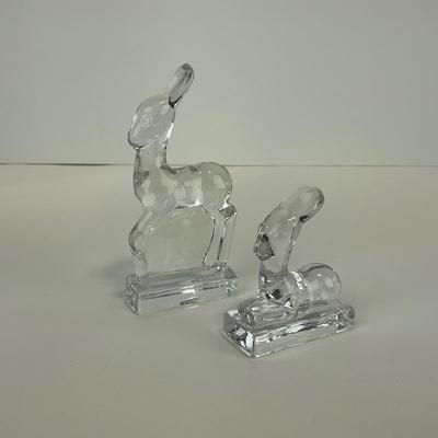 -259- FOSTORIA | Clear Glass Deer Figures | Standing & Laying Down