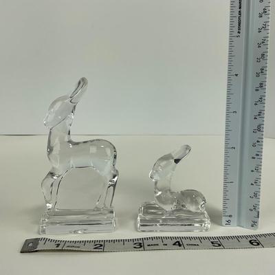 -259- FOSTORIA | Clear Glass Deer Figures | Standing & Laying Down