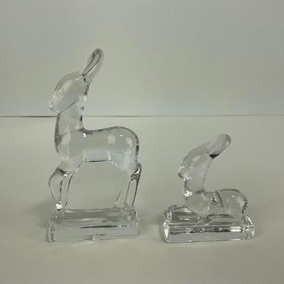 -259- FOSTORIA | Clear Glass Deer Figures | Standing & Laying Down