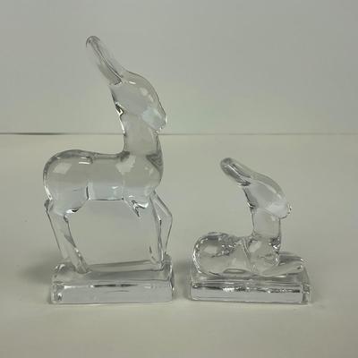 -259- FOSTORIA | Clear Glass Deer Figures | Standing & Laying Down