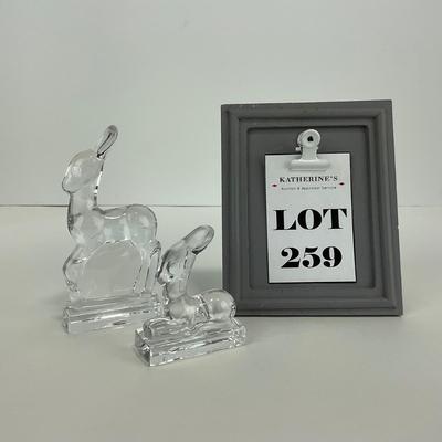 -259- FOSTORIA | Clear Glass Deer Figures | Standing & Laying Down