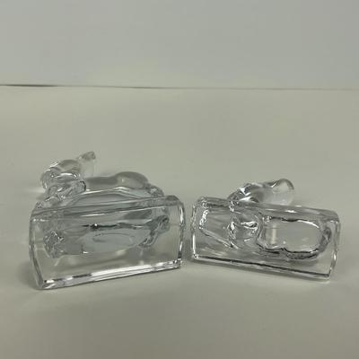 -259- FOSTORIA | Clear Glass Deer Figures | Standing & Laying Down