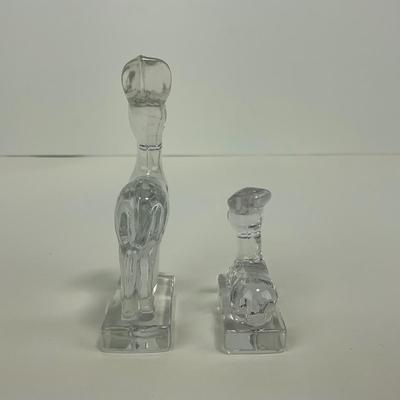 -259- FOSTORIA | Clear Glass Deer Figures | Standing & Laying Down