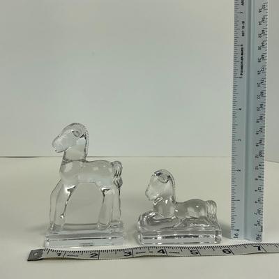 -260- FOSTORIA | Clear Glass Horse Figures | Standing & Laying Down
