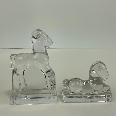 -260- FOSTORIA | Clear Glass Horse Figures | Standing & Laying Down