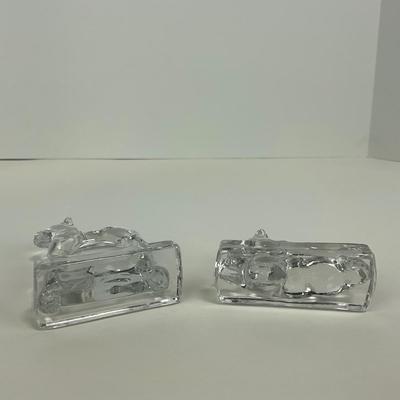 -260- FOSTORIA | Clear Glass Horse Figures | Standing & Laying Down