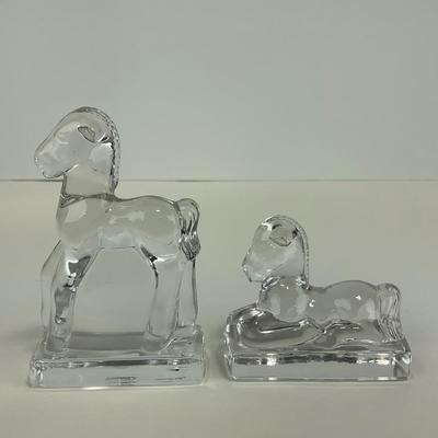 -260- FOSTORIA | Clear Glass Horse Figures | Standing & Laying Down