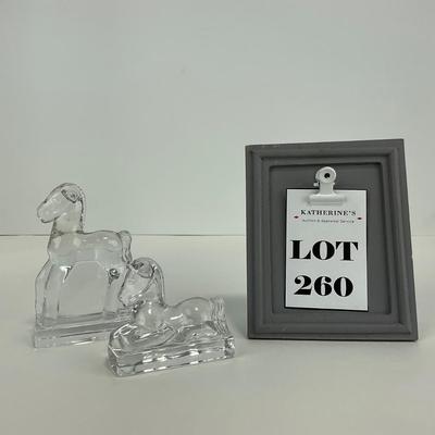 -260- FOSTORIA | Clear Glass Horse Figures | Standing & Laying Down