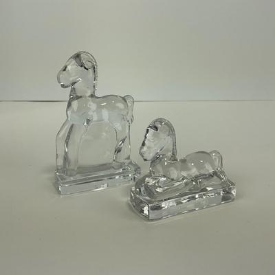 -260- FOSTORIA | Clear Glass Horse Figures | Standing & Laying Down