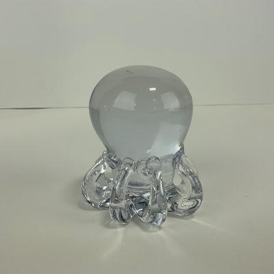 -261- COLLECTIBLE | Clear Glass Octopus Paperweight Figure