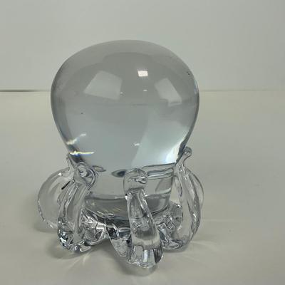 -261- COLLECTIBLE | Clear Glass Octopus Paperweight Figure