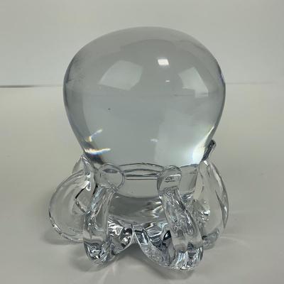 -261- COLLECTIBLE | Clear Glass Octopus Paperweight Figure