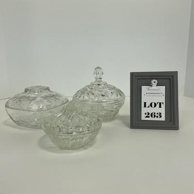 -263- GLASSWARE | Clear Glass Covered Dishes