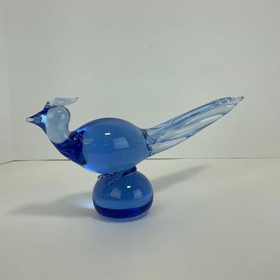 -265- TIFFIN | Blue Glass Pheasant Figure