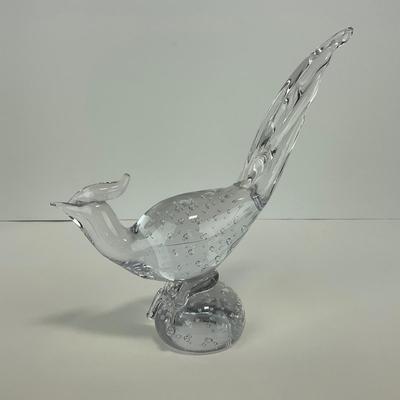 -68- COLLECTIBLE | Clear Glass Pheasant Figure