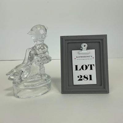 -281- LE SMITH | Clear Glass Goose & Girl Figure
