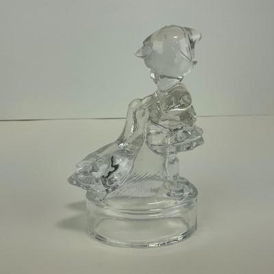 -281- LE SMITH | Clear Glass Goose & Girl Figure