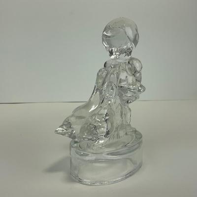 -281- LE SMITH | Clear Glass Goose & Girl Figure