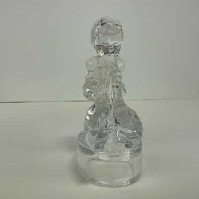 -281- LE SMITH | Clear Glass Goose & Girl Figure