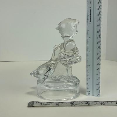 -281- LE SMITH | Clear Glass Goose & Girl Figure