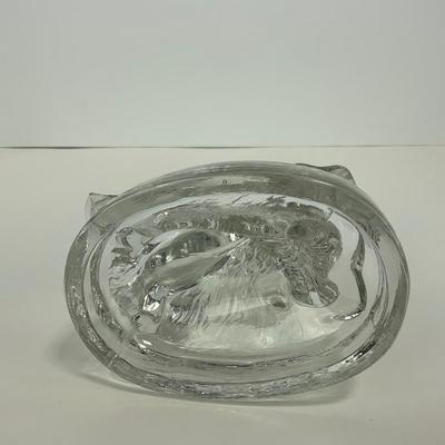 -285- LE SMITH | Clear Glass Goose & Girl Figure