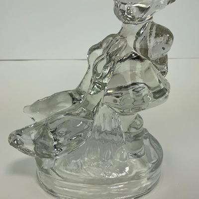 -285- LE SMITH | Clear Glass Goose & Girl Figure