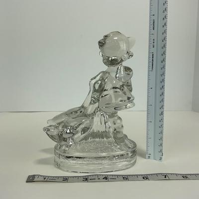 -285- LE SMITH | Clear Glass Goose & Girl Figure