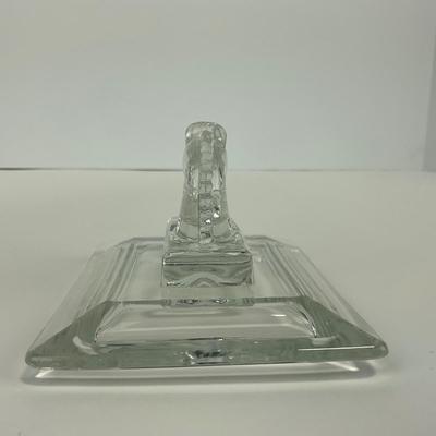 -287- HEISEY | Clear Glass Horsehead Figural Cigarette Box