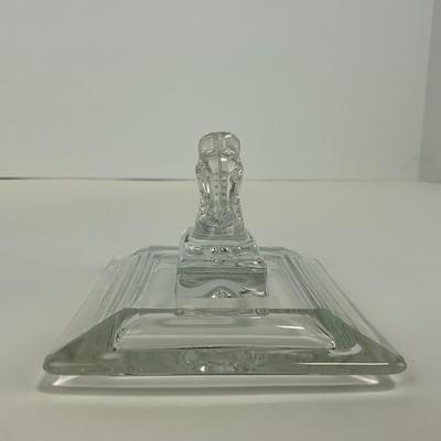 -287- HEISEY | Clear Glass Horsehead Figural Cigarette Box