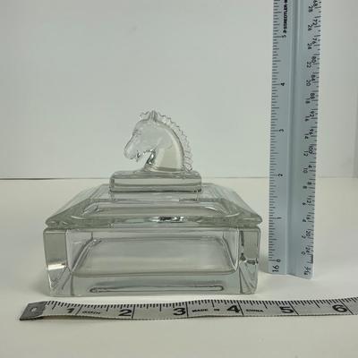 -287- HEISEY | Clear Glass Horsehead Figural Cigarette Box
