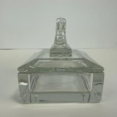 -287- HEISEY | Clear Glass Horsehead Figural Cigarette Box
