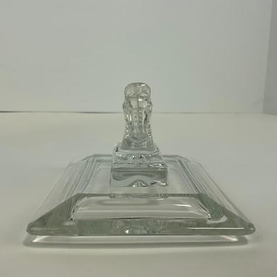 -287- HEISEY | Clear Glass Horsehead Figural Cigarette Box