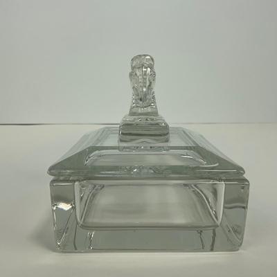 -287- HEISEY | Clear Glass Horsehead Figural Cigarette Box