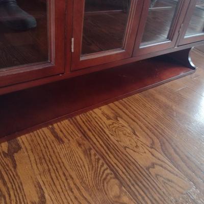 Large Mahogany Finish Glass Door Tabletop or Wall Mount Display Cabinet